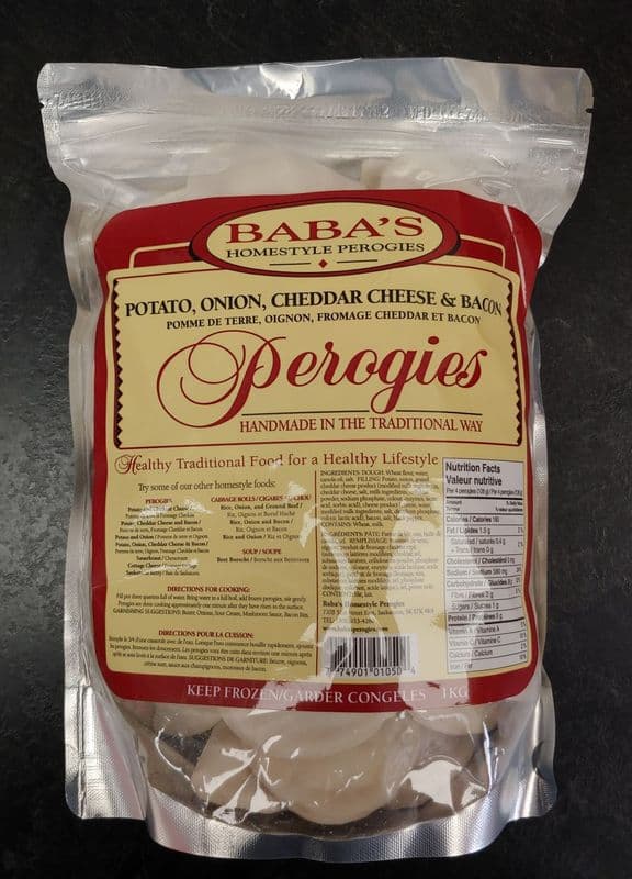 Potato Cheddar, Bacon, and Onion Perogies (1 kg) - Frozen