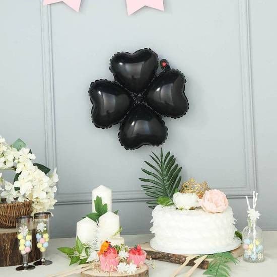 15" Clover Shape Foil Balloon - Black