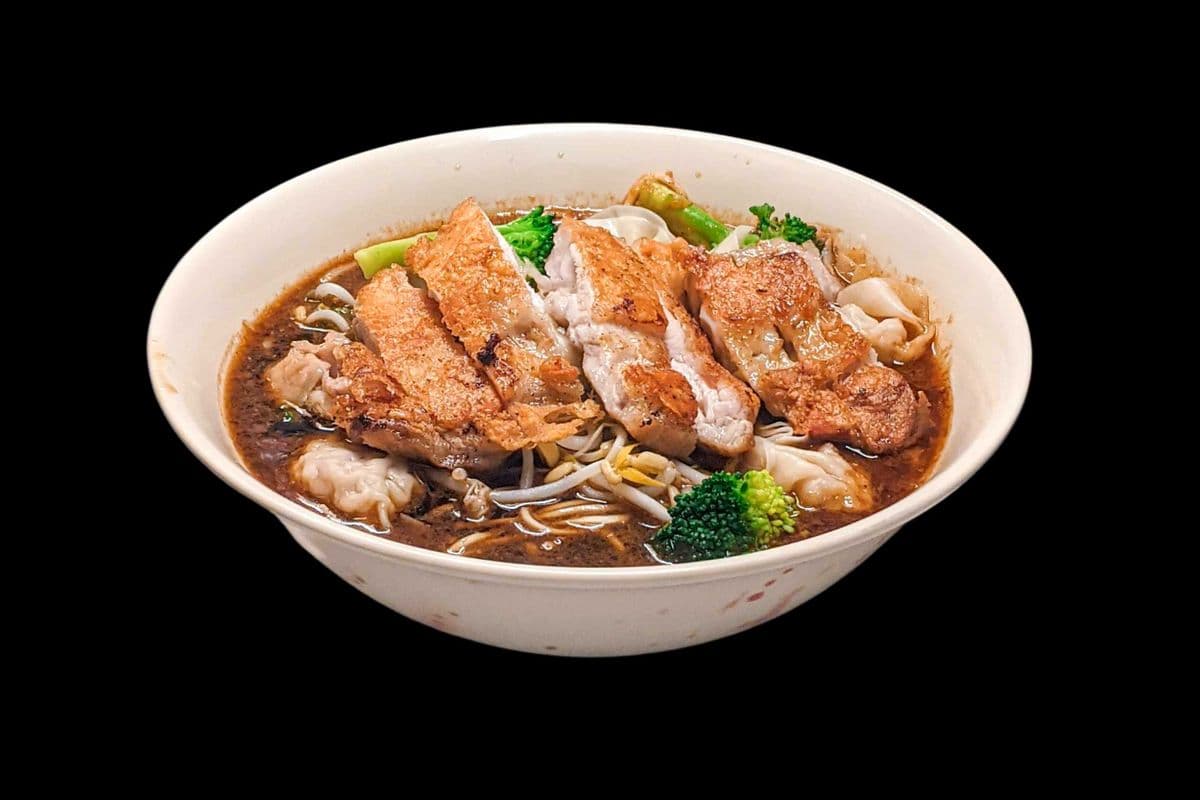 A6. Satay Chicken Steak and Wonton Vegetable Noodle Soup