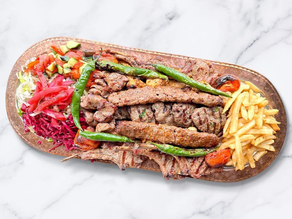 Sultan Ahmet Special Mix Grill Dinner for 5 (2Adana, 5 Kofte, 2Chicken Shish, 1Liver Shish, 5Wings, 5Chops, 1Doner)