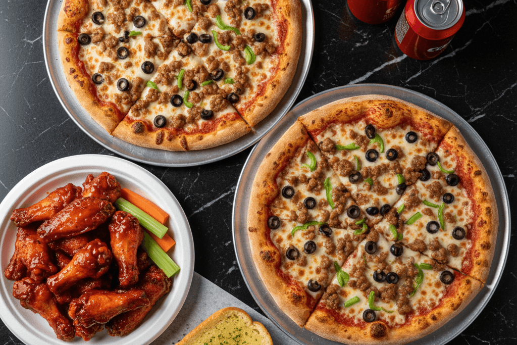 Double Pizzas and Wings Combo Six
