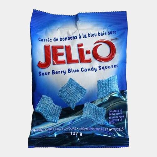 Jello Carrés de bonbons à la bleu baie sûre (127g) / Jello Sour Berry Blue Candy Squares (127g)