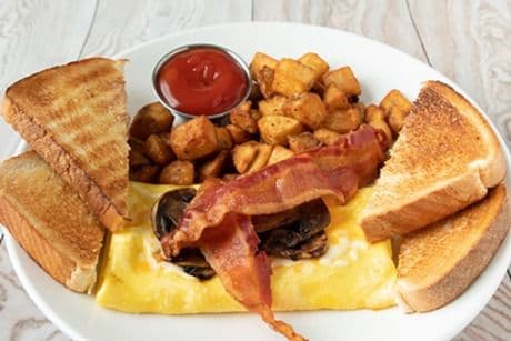 Mushroom, Bacon, and Cheese Omelette