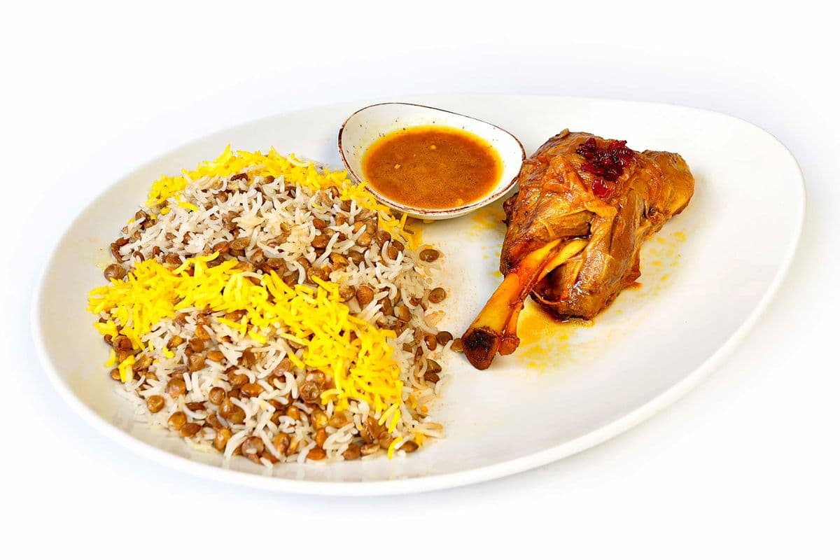 Adas Polo With Lamb Shank