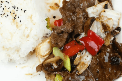 Lunch Special No. 6 - Beef and Black Bean Sauce on Steamed Rice