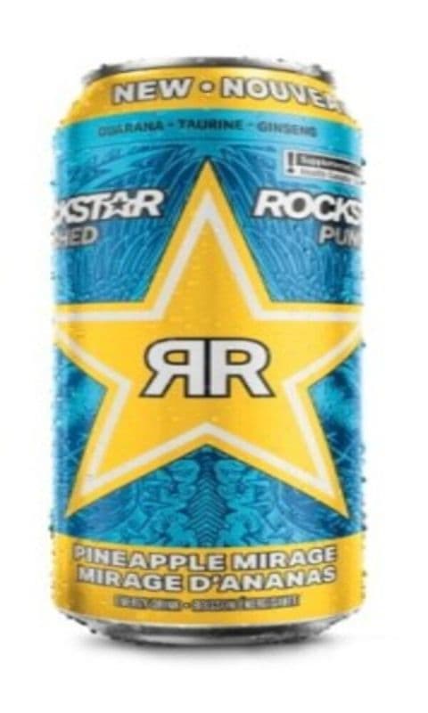 Rockstar Boisson Énergisante Mirage D' Ananas 473ml/ Rockstar Energy Drink Pineapple Mirage 473ml