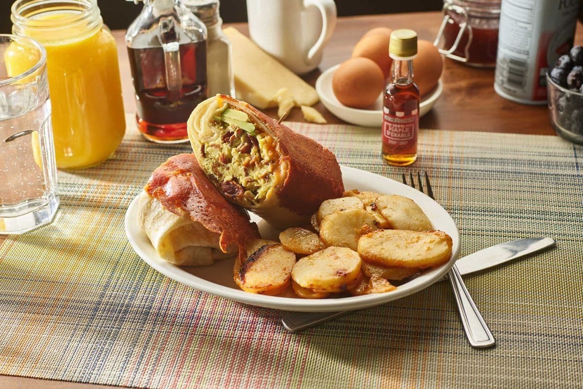cheesy bacon breakfast burrito