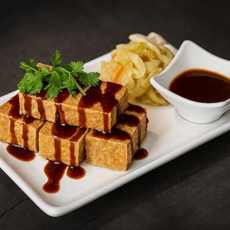 Deep Fried Tofu w/ Marinated Taiwanese Sour Cabbage / 台式泡菜炸豆腐