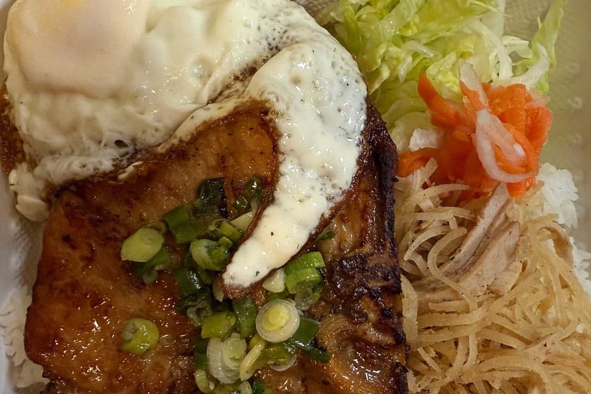 24A. Pork Chop, Julienne Pork, and Fried Egg on Rice