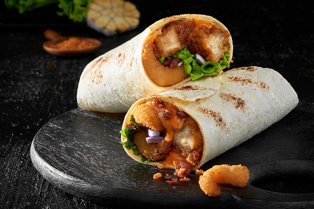 6ixty's Meaty Wrap and Fries