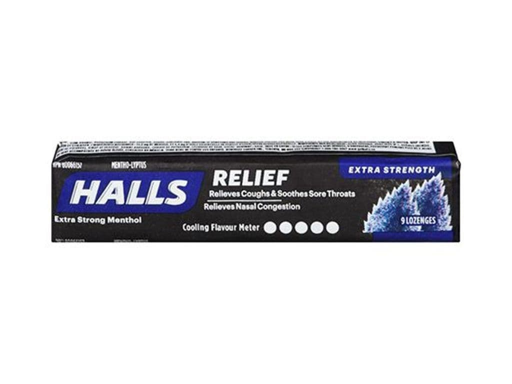 HALLS EXTRA STRONG MENTHOL 9 LOZENGES