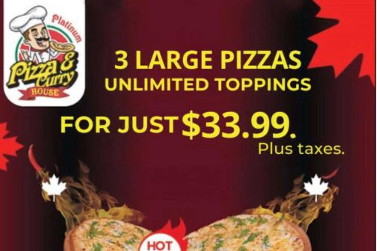 3 Large Pizzas with Unlimited Toppings!