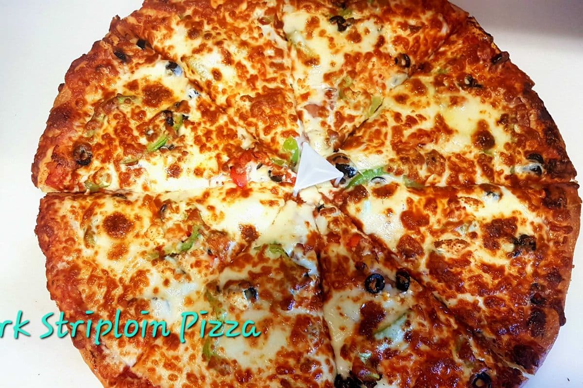 16" Large BBQ AAA Strip Loin and Mushroom Pizza