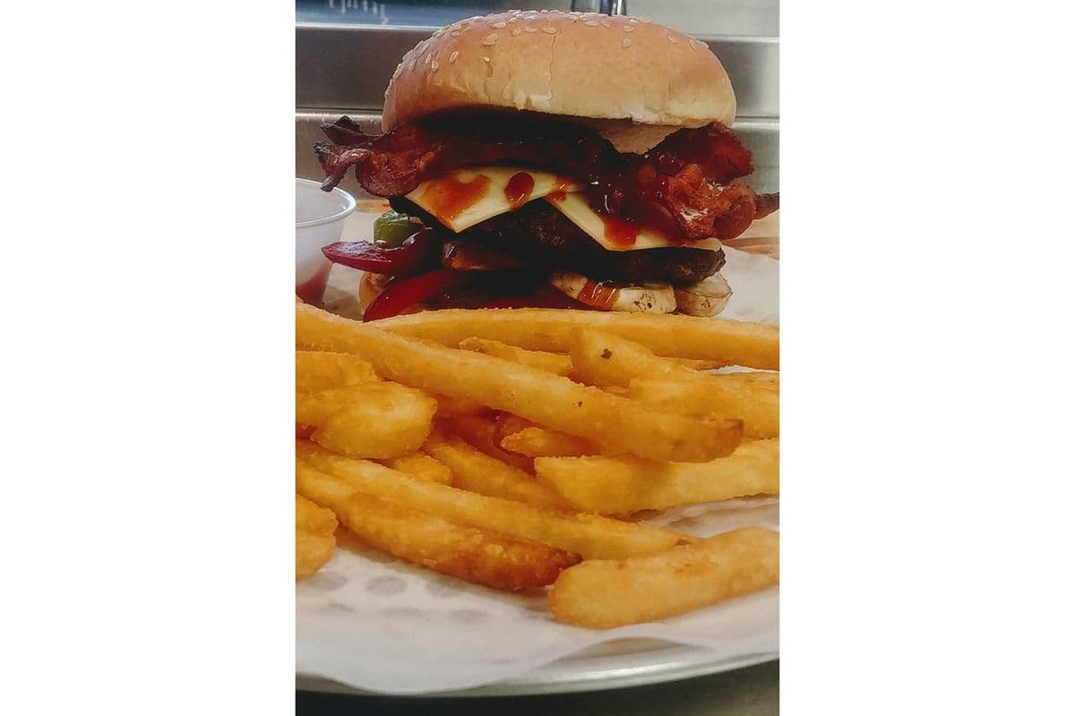 Bourbon Bacon Burger with Fries