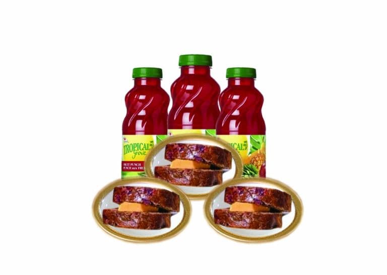 3 Jamaican Buns and Cheese And 3 Tropical Drinks