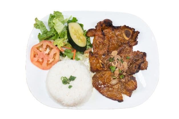 R9.Grilled Lemongrass Pork Ribs & Spring Roll Rice -用香茅同春卷醃製嘅燒豬肋骨-Cơm Sườn Nướng Chả Giò