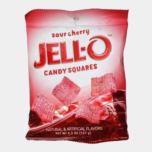 Jello Sour cherry candy squares (127g) / Jello Sour Cherry Candy Squares (127g)