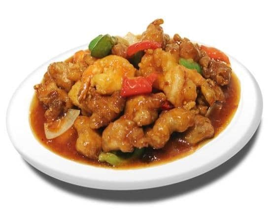 43b. Poulet et crevettes général tao avec riz / General Tao Chicken and Shrimp with rice / 左鸡虾