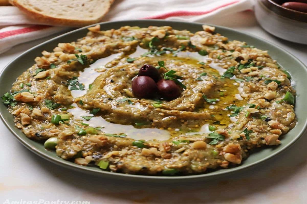 Roasted Eggplant Dip and Pita