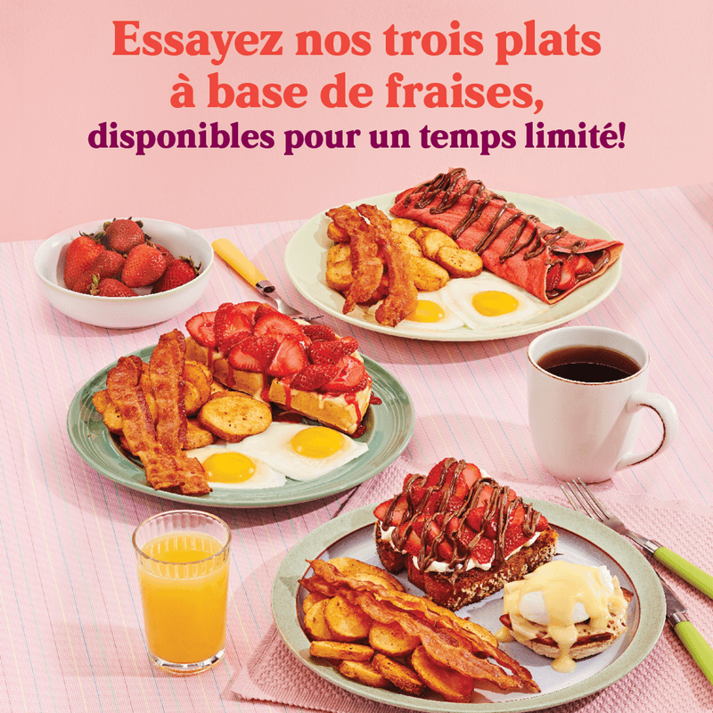 Crispy French Toast brioche Combo with Strawberries and Nutella® / Combo pain doré brioché croustillant aux fraises, Nutella® et crème champêtre