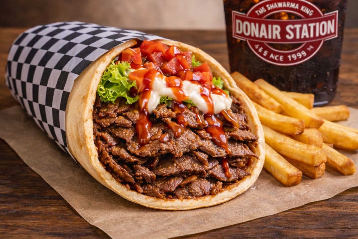 Jumbo Beef Donair wrap Combo (large pita )