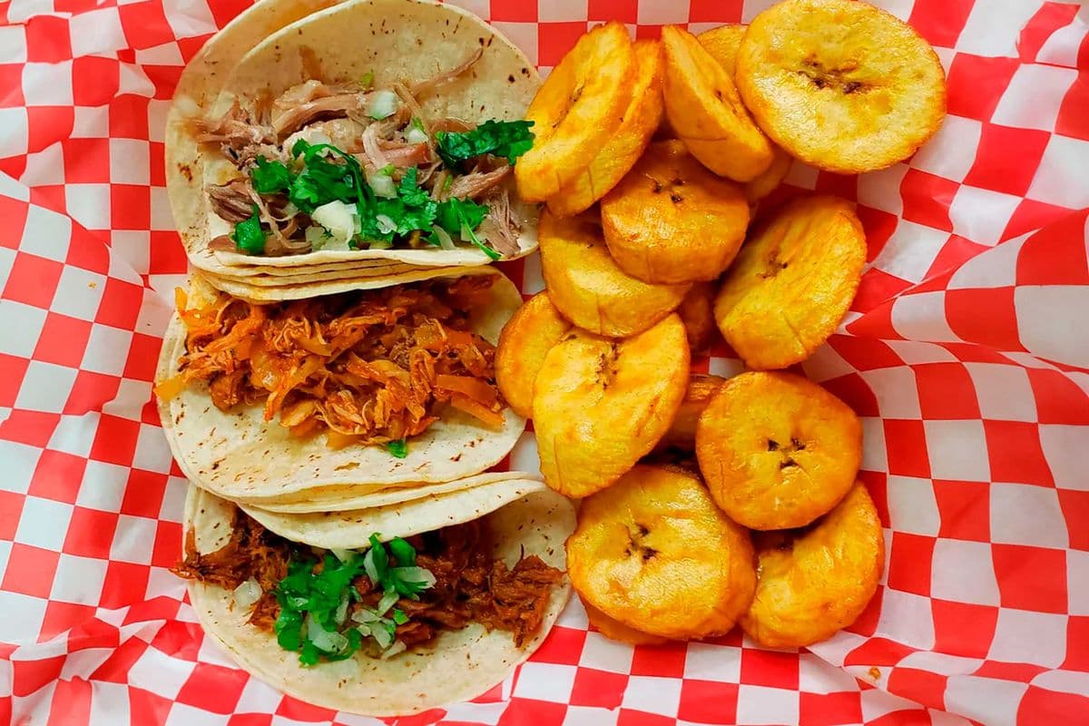* 3 Tacos with Fried Plantain