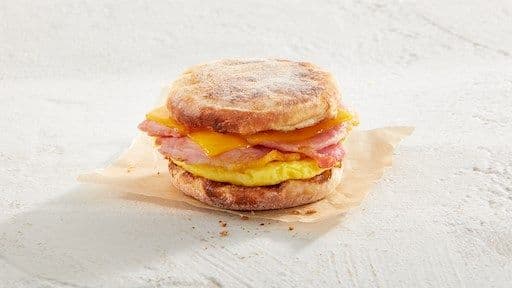 Peameal bacon & egg on an english muffin