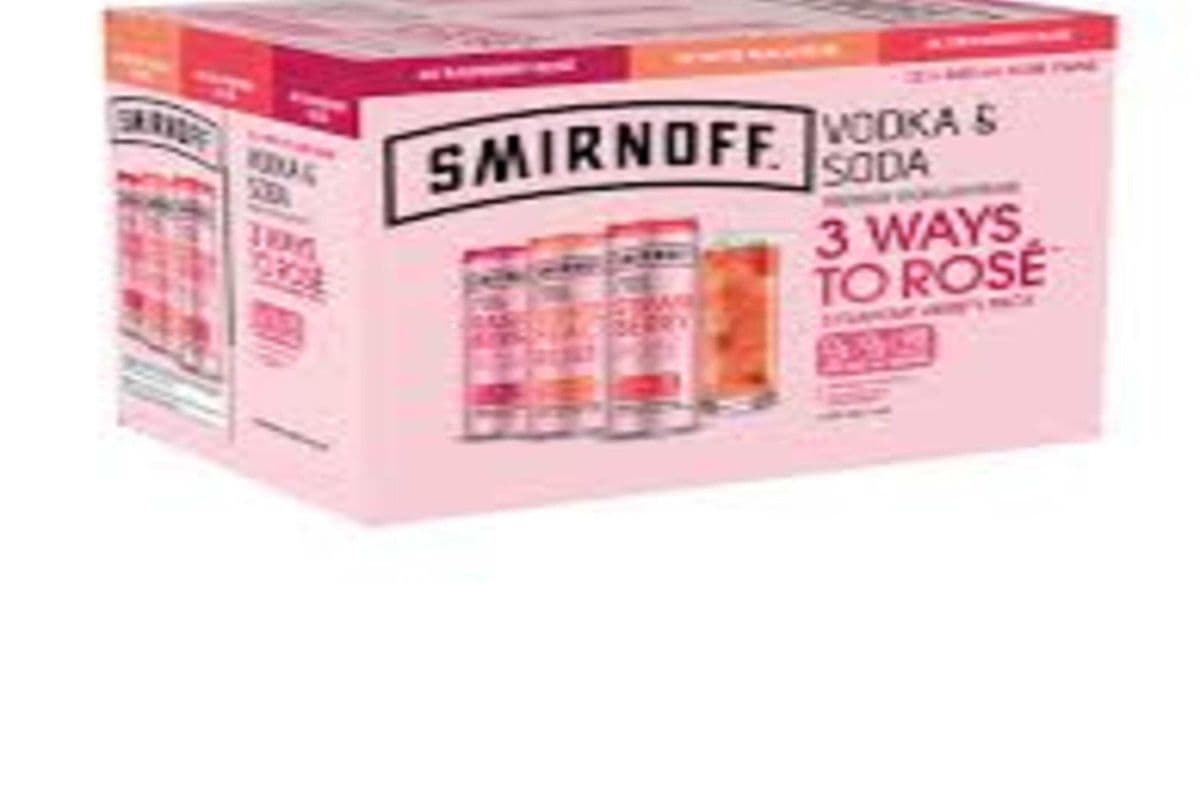Smirnoff Vodka and Soda Rose Mixed 12 Pack (12 x 355 ml)