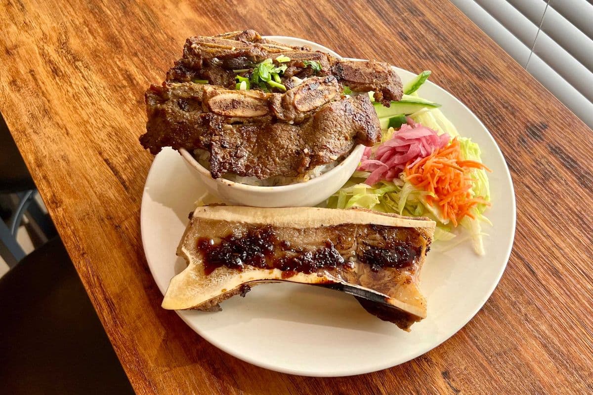 Beef short ribs and bone marrow rice plate
