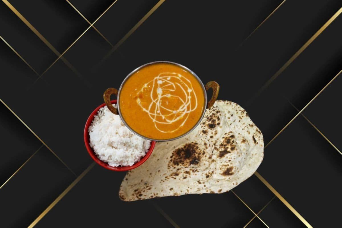 Shahi Paneer, Rice, and One Naan