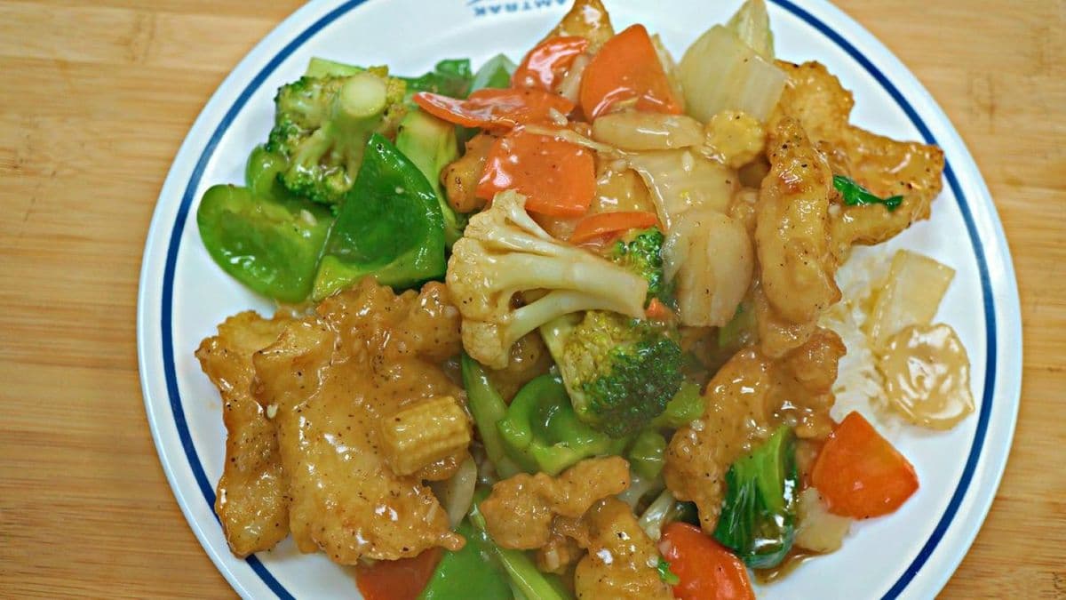 L38. Fish with Mixed Vegetable on Rice