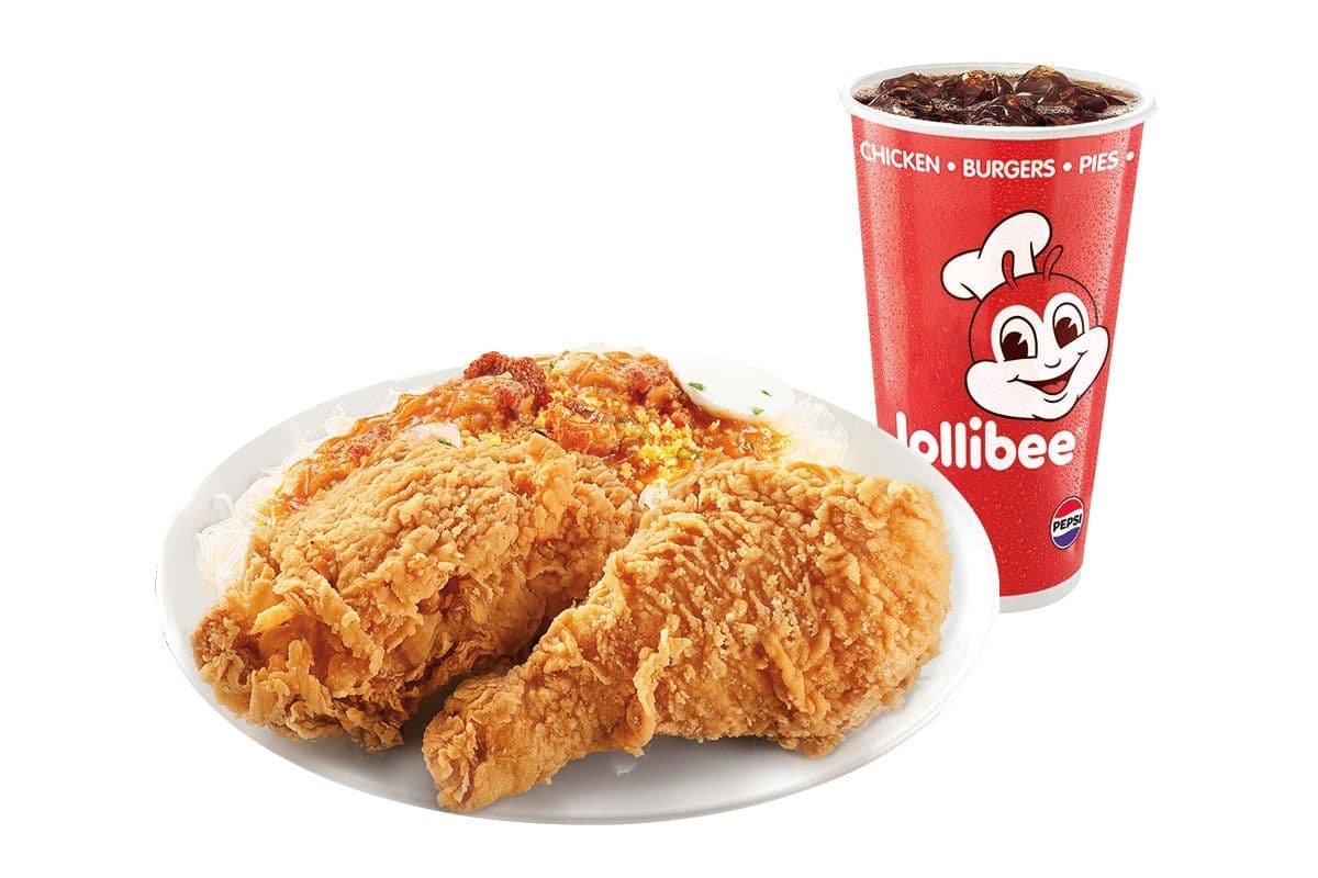 2pc Jolly Crispy Chicken w/ Palabok Fiesta and Drink