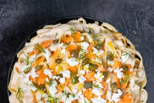 Fettuccine Saumon Fumé Chèvre, Câpres et Aneth