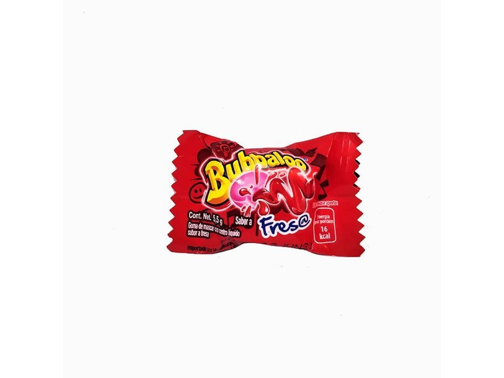 Bubbaloo Strawberry Mexican Candy Bubble Gum with Liquid Center