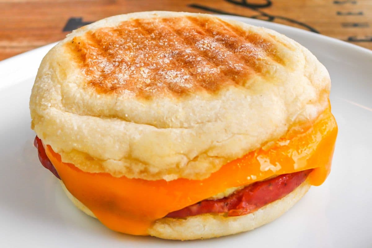 Sausage, egg and cheese breakfast sandwich