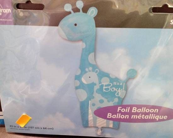 42x25" Blue Giraffe Foil Balloon - Its a Baby Boy ( Giraffe Shape)