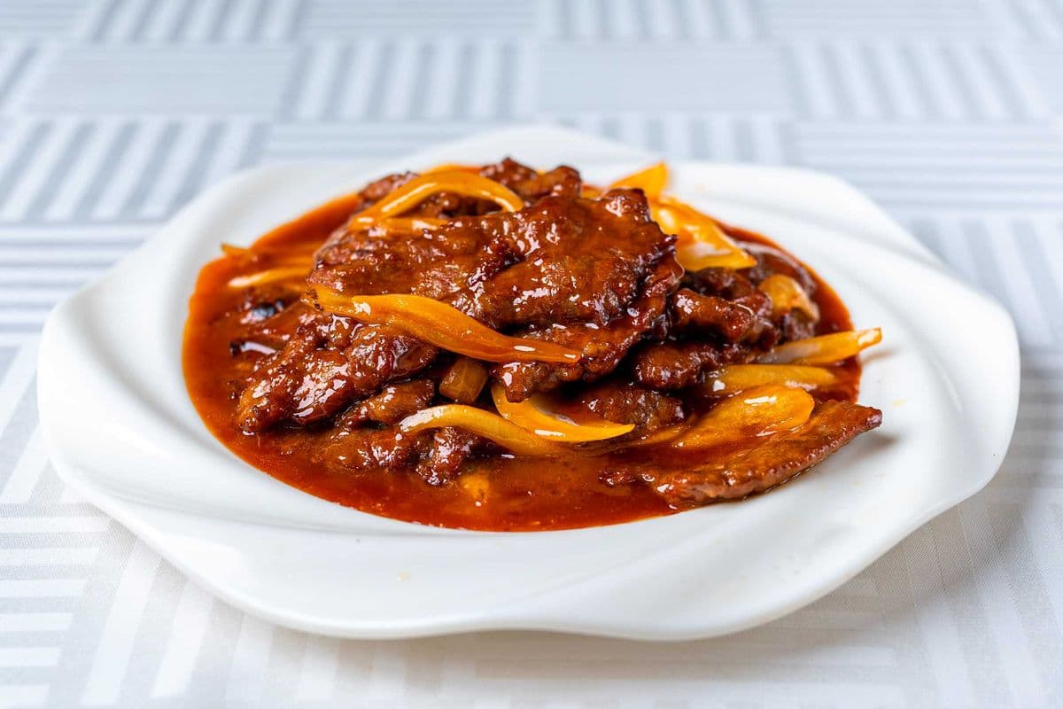 514-Filet de boeuf au style chinois avec sauce sucrée 中式牛柳
