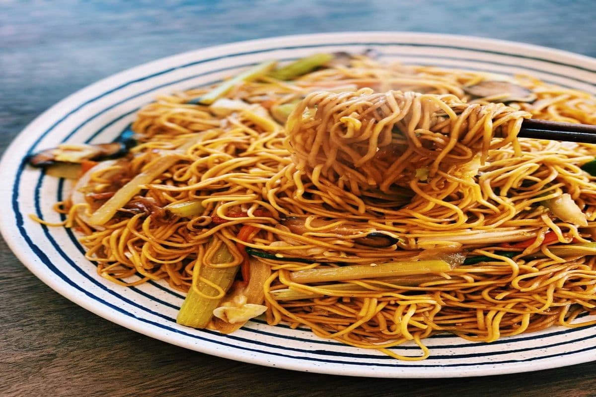 104. Skinny Egg Noodle Chow Mein with Beef, Chicken, BBQ Pork, or Vegetables.