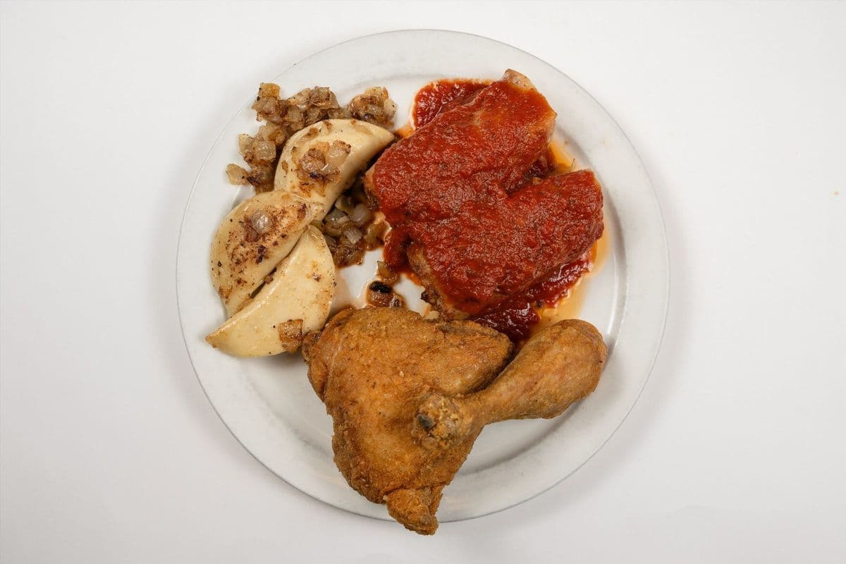 Dark Meat Chicken (2 pcs), Fresh Cut Fries or Broasted Potatoes, and Coleslaw