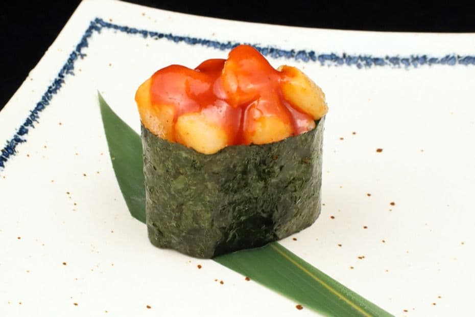 Spicy Scallop Raw Fish Nigiri Sushi