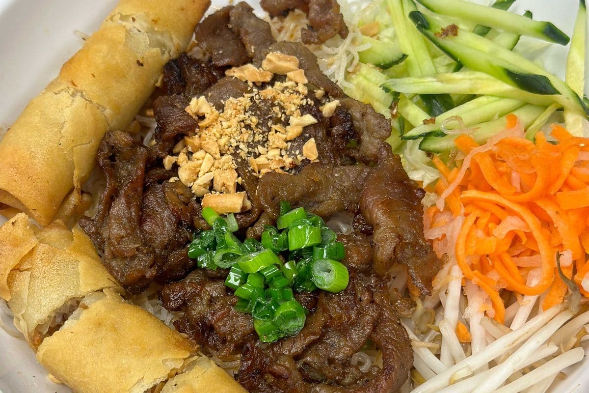 40. Grilled Beef and Spring Rolls with Vermicelli