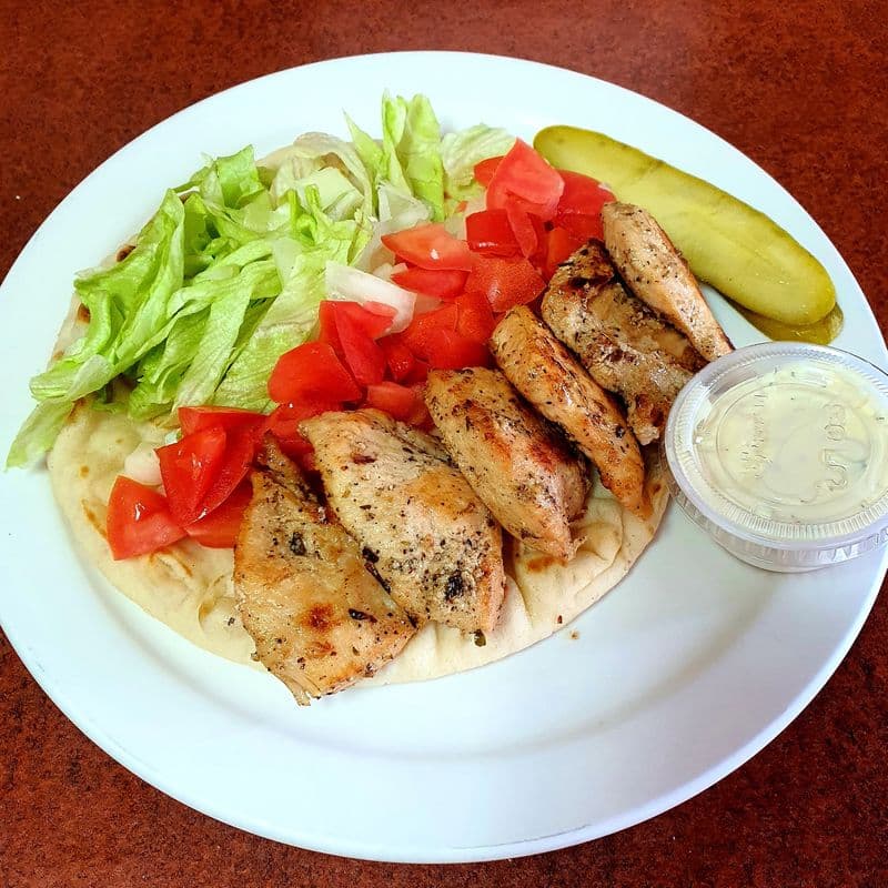 Chicken Souvlaki on a Pita