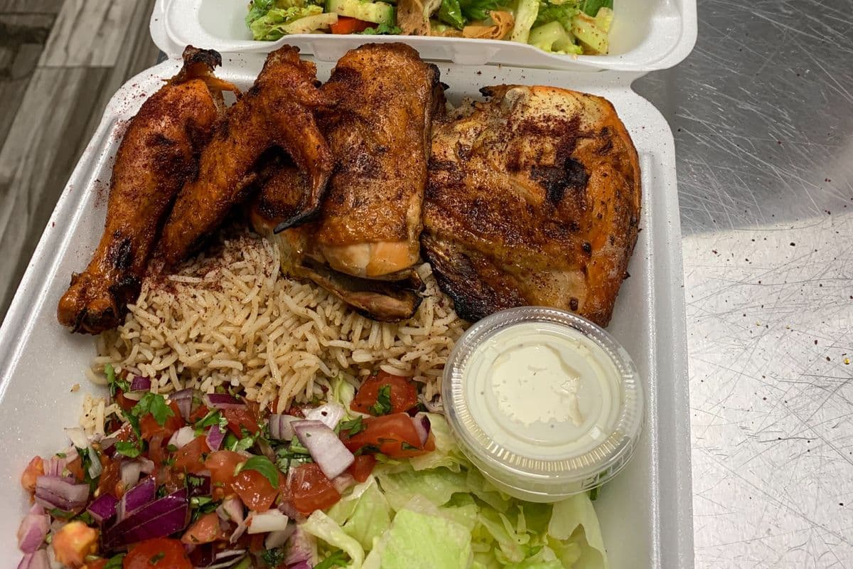 Half Chicken Kabob plate