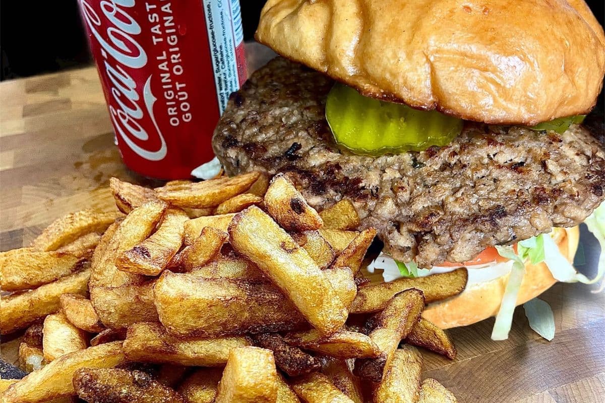 Combo Number Five - Hamburger, Fries, and Canned Drink