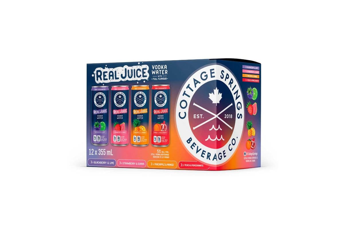 Cottage Springs Real Juice Vodka Water With Full Flavour (12 Cans) (1 x 12x355ML)