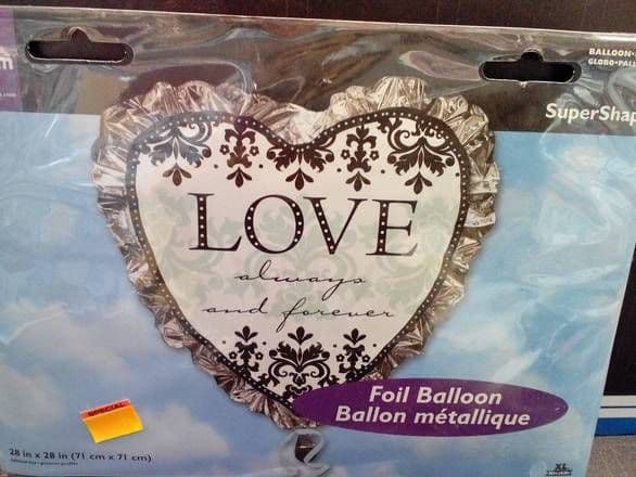 28x28" Heart Shape Foil Balloon - Love