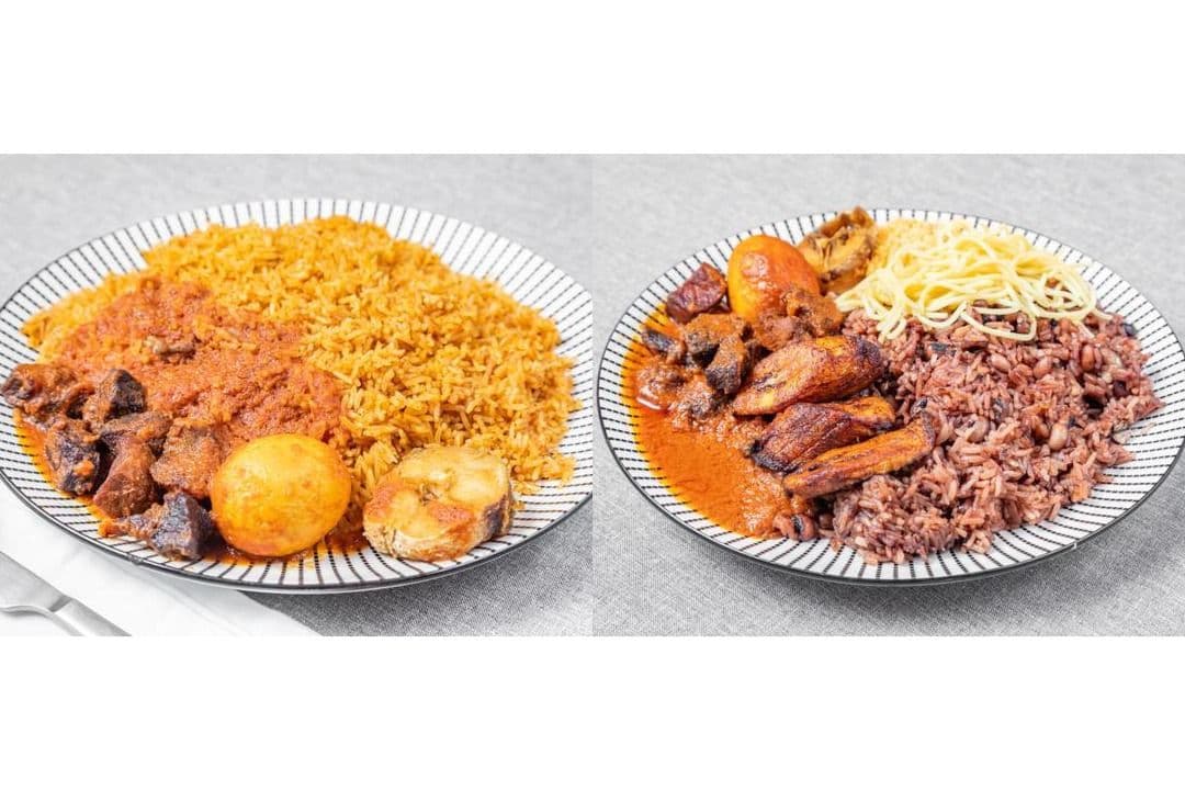 Waakye Half and Jollof Rice Half