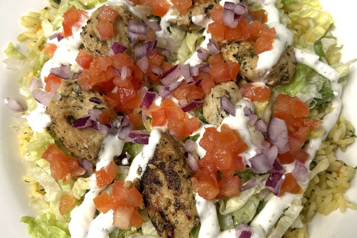 Chicken Souvlaki Rice Bowl