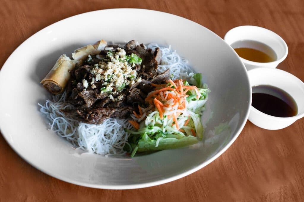 29. Vermicelli, Vegetables, Grilled Beef, and Spring Roll