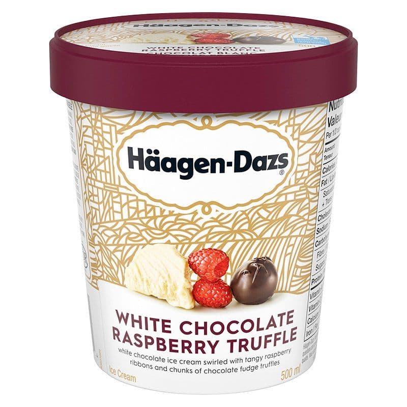 Haagen-Daz Chocolat Blanc, Framboise et Truffe/ Haagen-Daz White Chocolate Raspberry Truffle